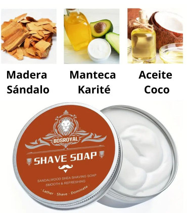 Set Jabón Afeitar Sándalo 150g y Brocha de Afeitar Mango Madera SensaBien - 2