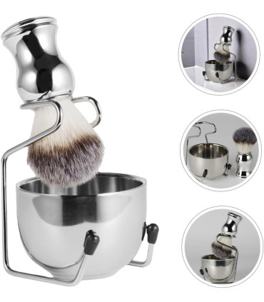 Kit de Afeitado Plateado Brocha+Bol+Soporte SensaBien - 3