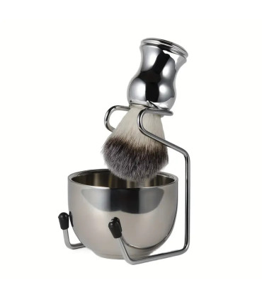 Set Afeitado Plateado Brocha+Bol+Soporte SensaBien - 1