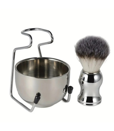 Kit de Afeitado Plateado Brocha+Bol+Soporte SensaBien - 5