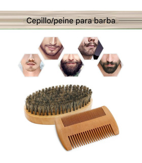 Set Cepillo y Peine Barba Caoba y Bálsamo Vainilla SensaBien - 2