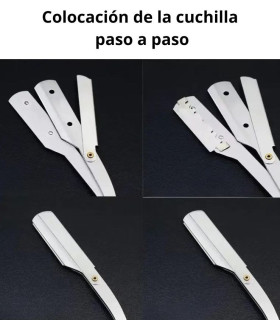 Navaja Hoja Intercambiable Barbero Mango Palisandro SensaBien - 2