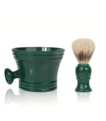 Set Afeitado Taza Verde y Brocha Cerda SensaBien - 1