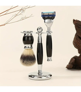 Set de Afeitado Brocha Sintética, Maquinilla Mach3 y Soporte Negro SensaBien - 1 Set de Afeitado Brocha Sintética, Maquinilla Mach3 y Soporte Negro SensaBien - 1