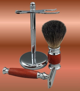 Set de Afeitado Brocha Tejón, Maquinilla y Soporte Caoba SensaBien - 2