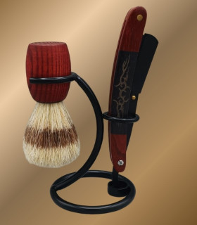 Set de Afeitado Navaja Palisandro, Brocha Nom y Soporte SensaBien - 2