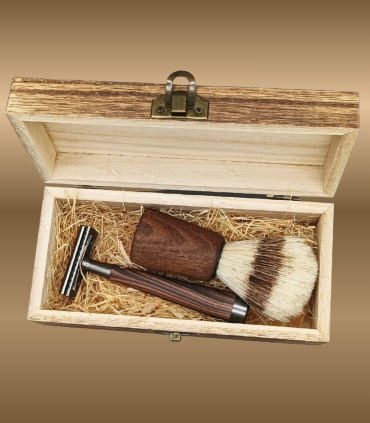 Set Maquinilla de Afeitar, Brocha Cerda en Caja de Madera SensaBien - 1