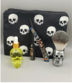 Kit de Afeitado Calavera Navaja, Brocha, Aceite y Neceser de Regalo SensaBien
