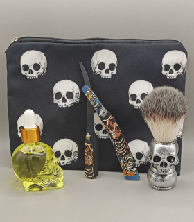Kit de Afeitado Calavera Navaja, Brocha, Aceite y Neceser de Regalo SensaBien - 2
