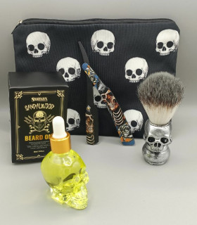 Kit de Afeitado Calavera Navaja, Brocha, Aceite y Neceser de Regalo SensaBien - 3
