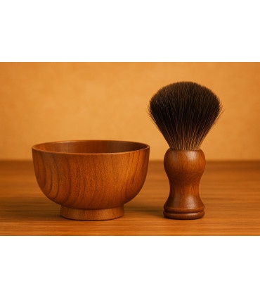Cuenco Afeitado Madera y Brocha Madera SensaBien - 1