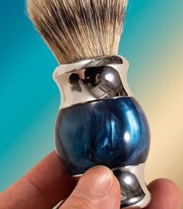 Brocha de Afeitar Pelo Tejón Puro Azul Galaxia SensaBien - 5