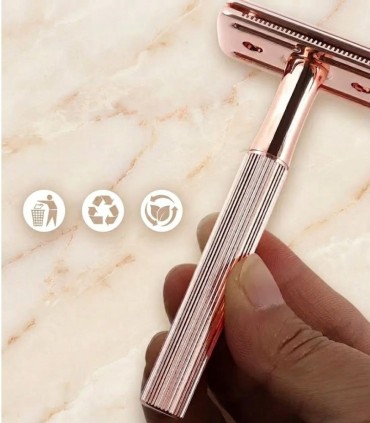 Maquinilla de Afeitar Clásica Oro Rosa Peine Cerrado SensaBien - 1