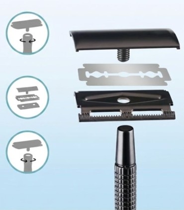 Maquinilla de Afeitar Clásica Mango Corto SensaBien Negra - 2