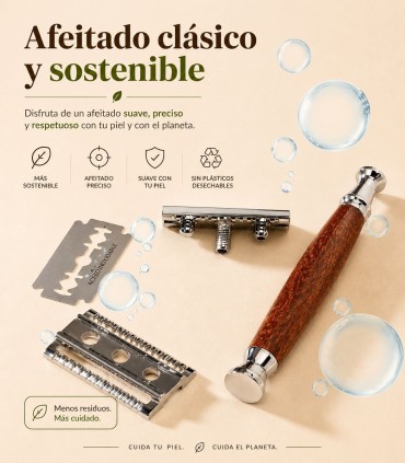 Maquinilla de Afeitar Madera Caoba SensaBien Peine Cerrado - 3