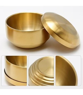 Cuenco de Afeitar Acero Inoxidable Dorado con Tapa SensaBien - 3