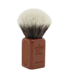 Brocha de Afeitar Omega Fibra Sintética Elite PRO-GRIP Marrón-1