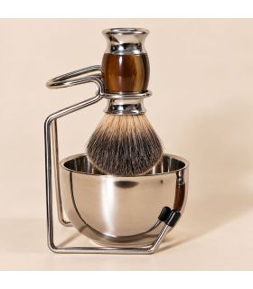 Set Afeitado Brocha Tejón Ámbar, Bol y Soporte SensaBien - 2