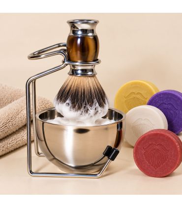 Set Afeitado Brocha Tejón Ámbar, Bol y Soporte SensaBien - 3