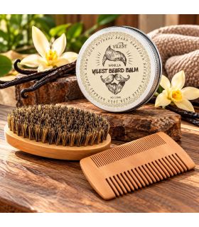 Set Cepillo y Peine Barba Caoba y Bálsamo Vainilla SensaBien - 1