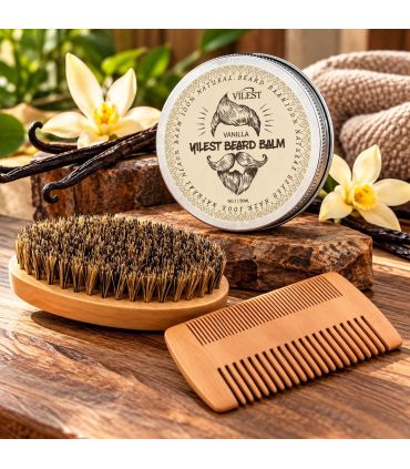 Set Cepillo y Peine Barba Caoba y Bálsamo Vainilla SensaBien - 1