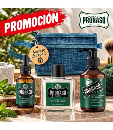 Pack  Barba Refrescante Proraso Champú, Aceite y Bálsamo - 1