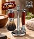 Set de Afeitado Brocha Tejón, Maquinilla y Soporte Caoba SensaBien - 1