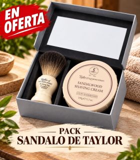 Set Brocha Tejón Puro y Crema Afeitar Sándalo Taylor of Old Bond Street - 1