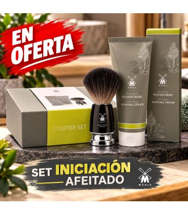 Set Afeitado MÜHLE Aloe Vera Crema y Brocha Fibra Negra - 1
