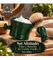 Set Afeitado Taza Verde y Brocha Cerda SensaBien
