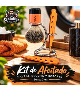 Kit de Afeitado Navaja, Brocha y Soporte SensaBien - 1
