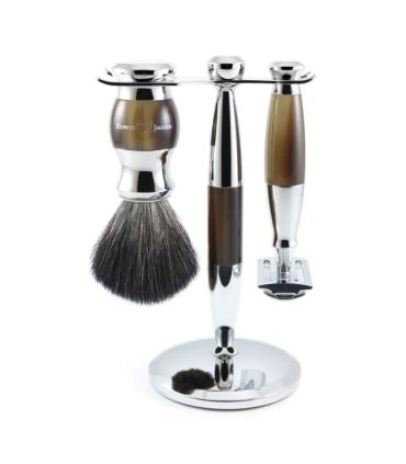 Set de Afeitado 3 Piezas Cuerno y Cromo Edwin Jagger - 1