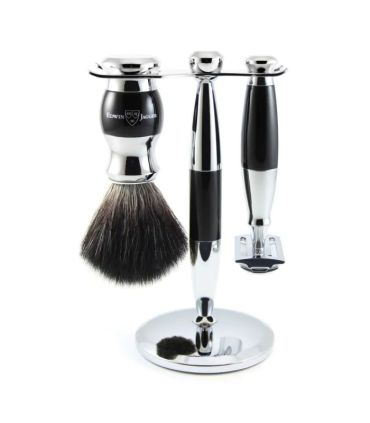 Set de Afeitado Negro y Cromo 3 Piezas Edwin Jagger - 1